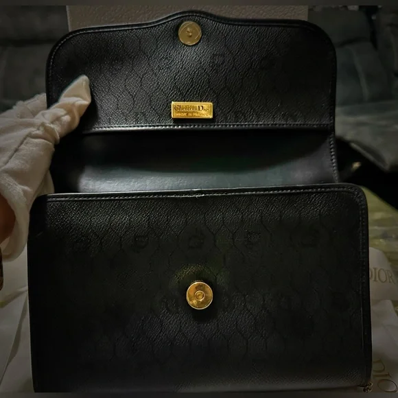 Authentic  vintage Dior Black Leather shoulder bag with Gold Accents make offer - Picture 12 of 17